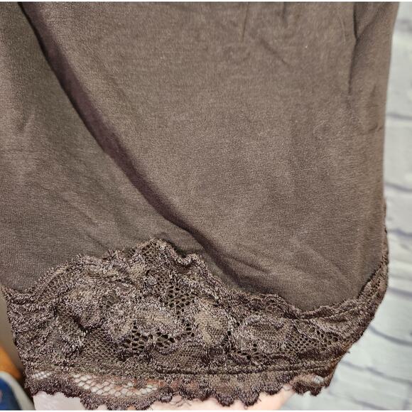 Lane Bryant Brown Lace Detail Adjustable Spaghetti Strap Tank Top 18 20 Soft - Picture 4 of 5